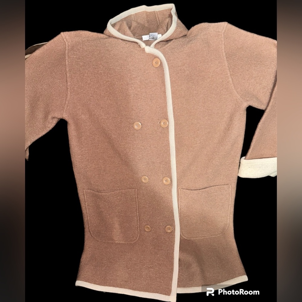 CWS Wool Coat/Jacket  With Hood Pockets Camel Size small
